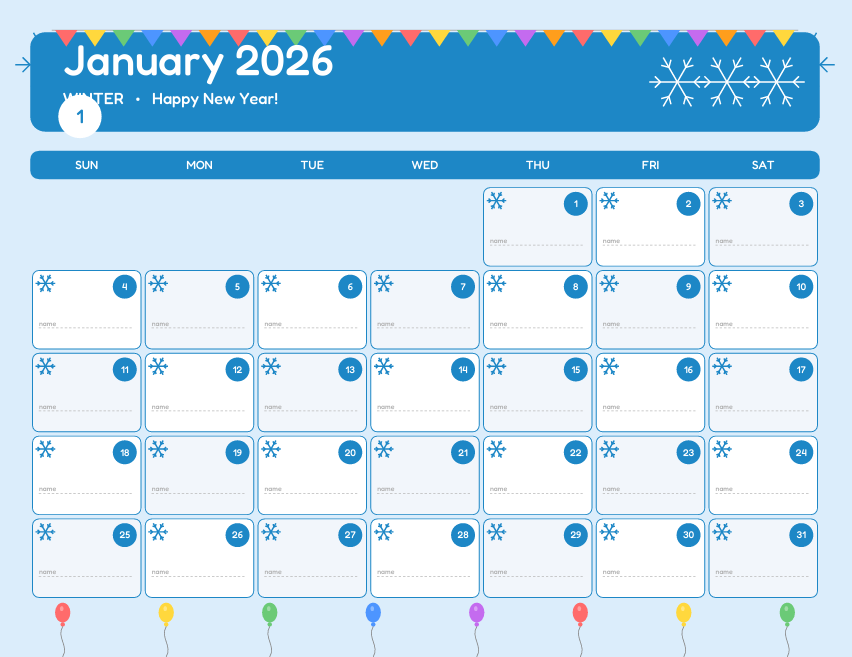 Printable Classroom Birthday Calendar – Teacher PDF Digital Download
